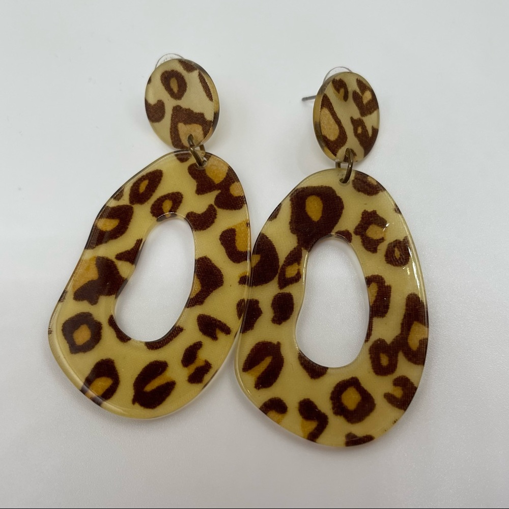 Anthropologie Cheetah Acrylic Earrings